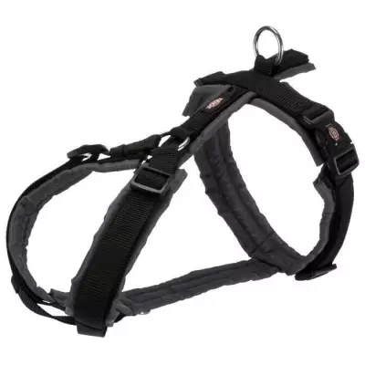 Harnais trekking TRIXIE Premium - S: 36–44 cm - Noir/gris - 15mm