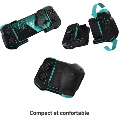 Manette de jeu Bluetooth Turtle Beach Atom Noir/Cyan - Android