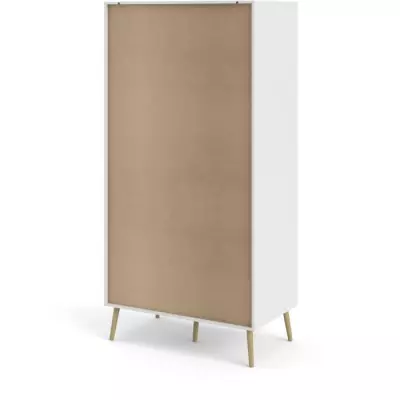 Armoire Chambre Blanc/Chene 2 Portes 2 Tiroirs 