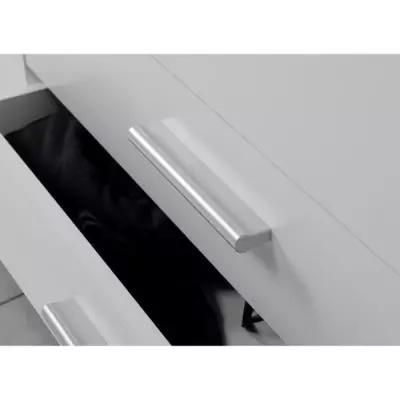 Lit adulte contemporain avec rangement 160x200 cm - Décor Blanc mat - UDINE Lit adulte contemporain avec rangement 160x200 cm - Décor Blanc mat - UDINE