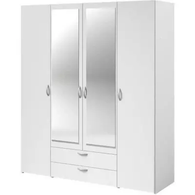Armoire VARIA - 4 portes battantes - Décor blanc