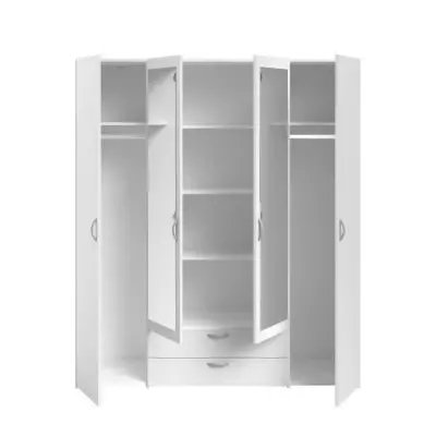 Armoire VARIA - 4 portes battantes - Décor blanc