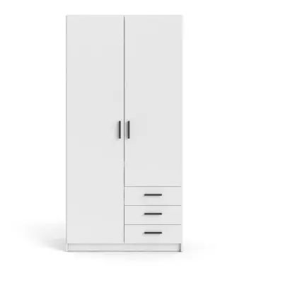 Armoire VEGA blanc mat - 2 portes + 3 tiroirs - Compact et élégant