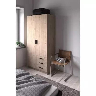 Armoire VEGA - Gris Anthracite - 2 portes + 3 tiroirs