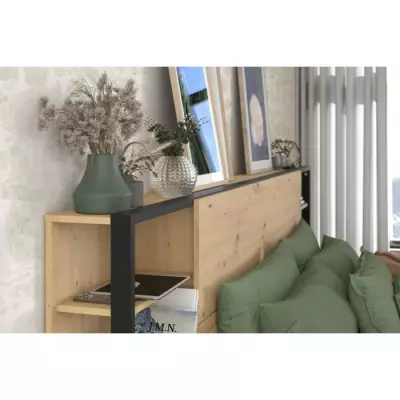 Tete de Lit avec étagères intégrées - Décor chene et noir