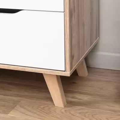 Commode 6 tiroirs chene et blanc - Style contemporain