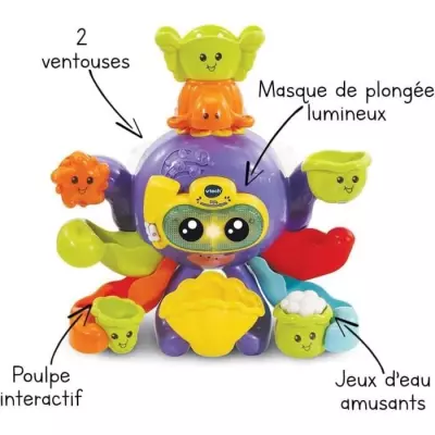 Jouet de Bain interactif VTECH BABY - Polo, Mon Poulpe Rigolo - Pour Bébé 1-5 ans