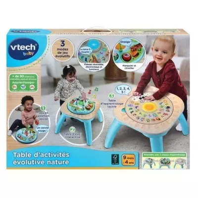 Table d'activités évolutive VTECH BABY - Nature - Jouet en bois certifié FSC
