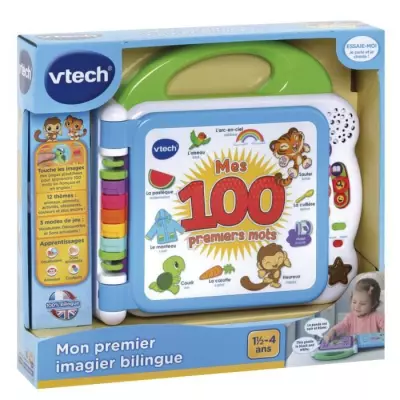 Livre Interactif VTECH Mon Imagier Bilingue - 100 Mots - Bébé - 3 Modes de Jeu