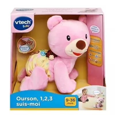 VTech Ourson, 1, 2, 3 Suis-Moi Rose VTech Ourson, 1, 2, 3 Suis-Moi Rose