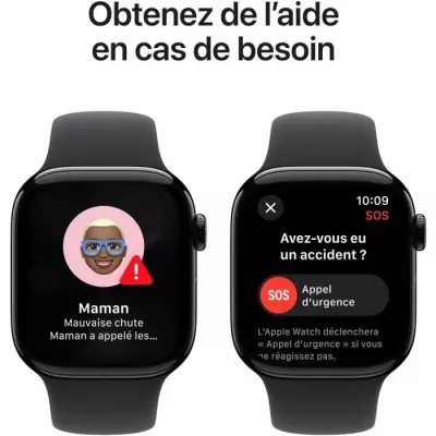 Apple Watch Series 10 GPS - Style Jet Black Aluminium - Bracelet Black Sport Band