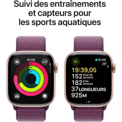 Montre intelligente Apple Watch Series 10 GPS - 42mm - Rose Gold - Plum Sport Loop