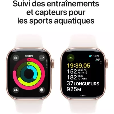 Montre Apple Watch Series 10 GPS 42mm Rose Gold Aluminium - Bracelet Light Blush Sport Band