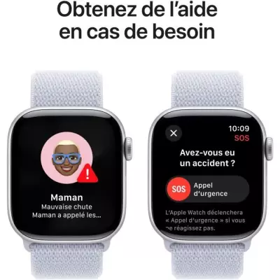 Montre Apple Watch Series 10 GPS 42mm - Silver Aluminium - Blue Cloud Sport Loop