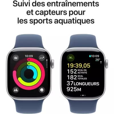 Montre Apple Watch Series 10 GPS 42mm - Silver Aluminium - Bracelet Denim Sport Band