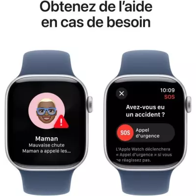 Apple Watch Series 10 GPS - Silver Aluminium - Bracelet Denim Sport Band