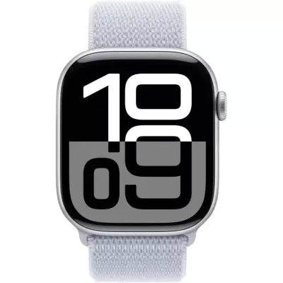 Apple Watch Series 10 GPS - Boîtier Silver Aluminium - Blue Cloud Sport Loop