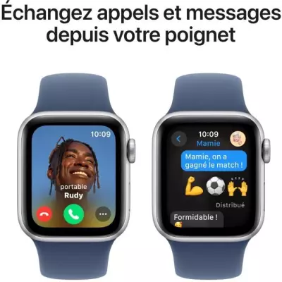 Montre Apple Watch SE GPS 40mm Argent Aluminium avec Bracelet Denim Sport Band - S/M
