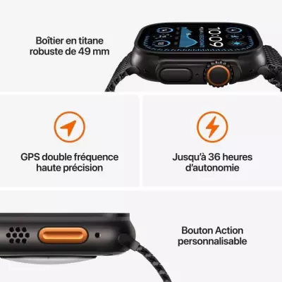 Montre Apple Watch Ultra 2 GPS + Cellular - Titanium Noir - Trail Loop Noir - M/L
