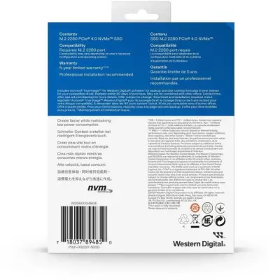 Disque SSD Interne Western Digital SN5000 - 500 Go