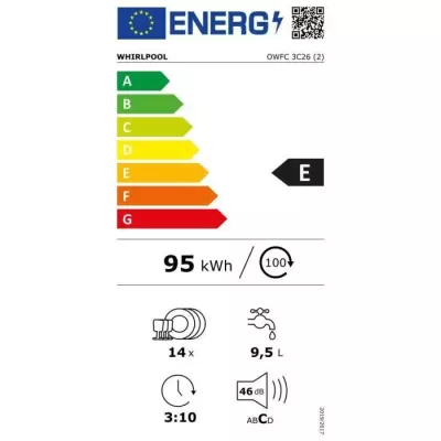 Lave-vaisselle Whirlpool OWFC3C26 - Performances et élégance en blanc