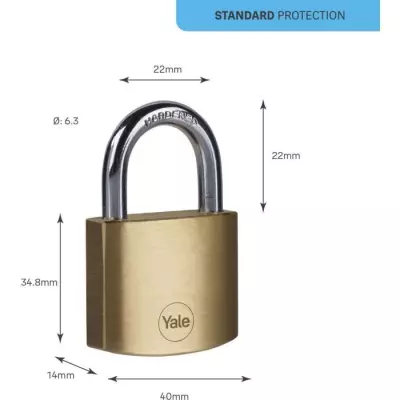 Lot de 4 Cadenas laiton YALE Y110B/40/122/4 - Parfait pour casier scolaire ou vestiaire sportifs