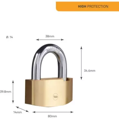 Cadenas de sécurité Hammer YALE 80mm - Anse acier - 3 clés