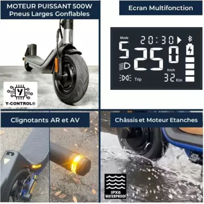 Trottinette électrique YEEP.ME 100a - 500W - 10'' - 10,4Ah - 40km - Clignotants