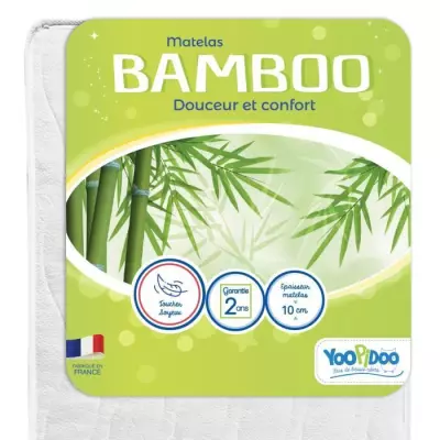 Matelas Bébé Bamboo - YOOPIDOO 60x120cm - Douceur Visocse Réversible