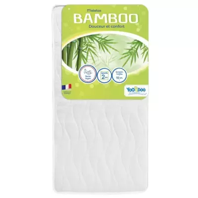 Matelas Bébé Bamboo - YOOPIDOO 60x120cm - Douceur Visocse Réversible