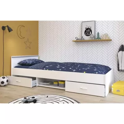 Lit enfant contemporain blanc mat - Made in France