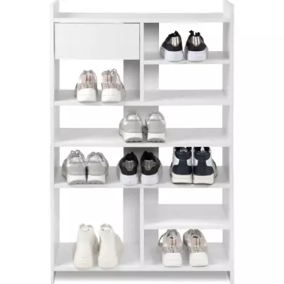 Meuble à chaussures MÜNSTER blanc - Organisation pour 12 paires - 71,5 x 25 x 109 cm