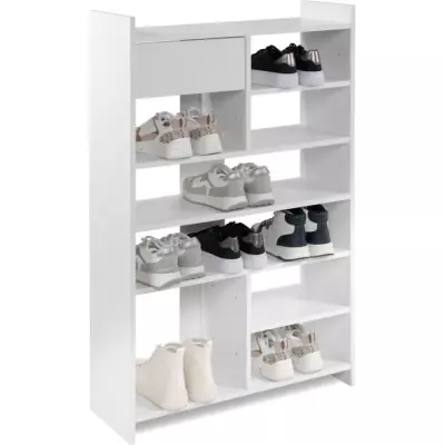 Meuble à chaussures MÜNSTER blanc - Organisation pour 12 paires - 71,5 x 25 x 109 cm