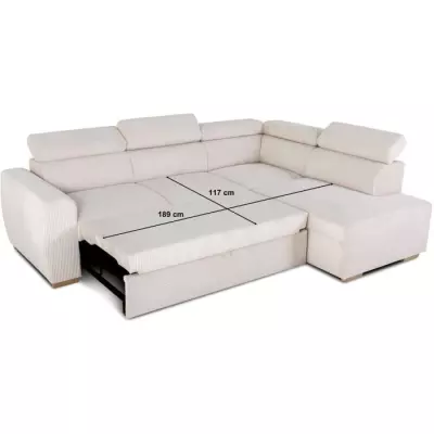 Canapé d'angle convertible KELIO - Velours beige - 245 x 184cm