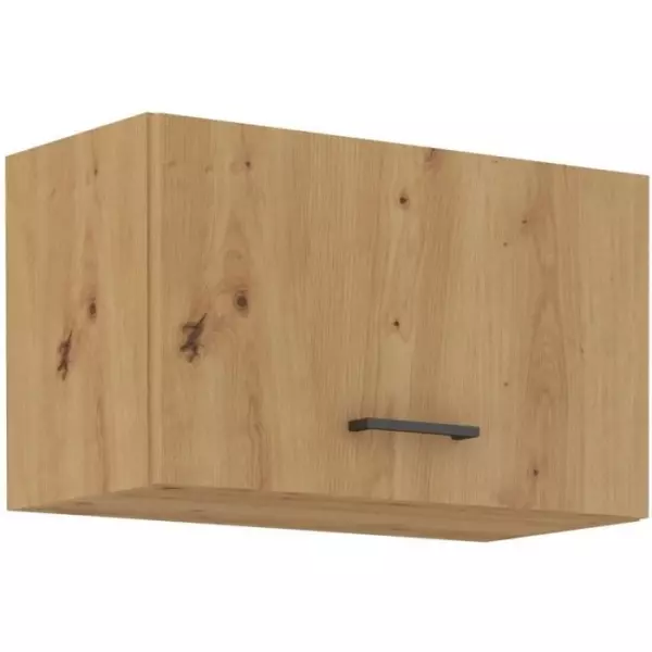 MODENA - Meuble haut hotte - 1 porte - 60 cm - Chene artisan / Noir mat