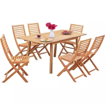 Ensemble repas de jardin extensible 4-6 pers. - Eucalyptus FSC