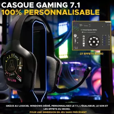 Casque Gamer Filaire The G-Lab KORP COBALT 7.1 - Son Surround 7.1