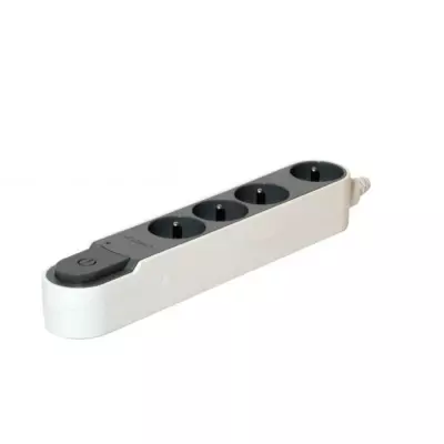Multiprise CHACON parafoudre interrupteur 4 prises Gris - 16A - 5m
