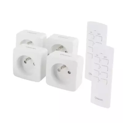 Chacon Lot de 4 mini prises On/Off avec 2 télécommandes - Contrôle d'éclairage