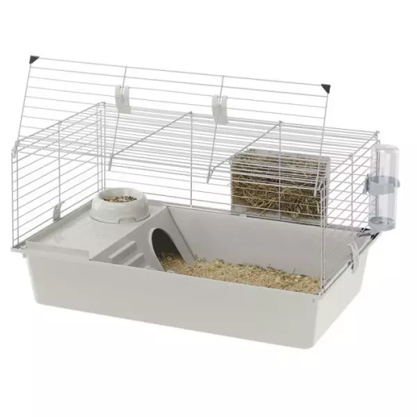 Cage cochons d'inde - Maisonnette, gamelle, ratelier et abreuvoir - FERPLAST