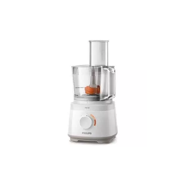 PHILIPS Robot Multifonctions Daily HR7320/00, 700 W, 19 fonctions, 2 vitesses, Disque 2 en 1 en inox, Bol 1,5L, Blanc