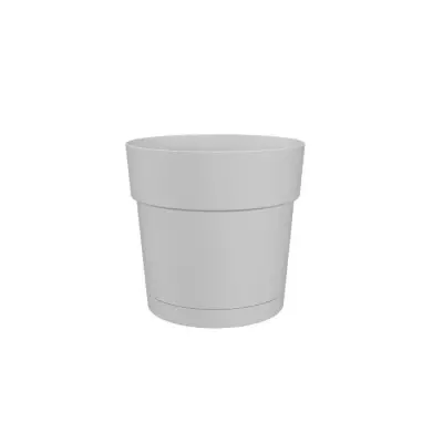 Jardinière ronde taupe CAPRI LARGE - Réservoir d'eau - Diam. 30 cm
