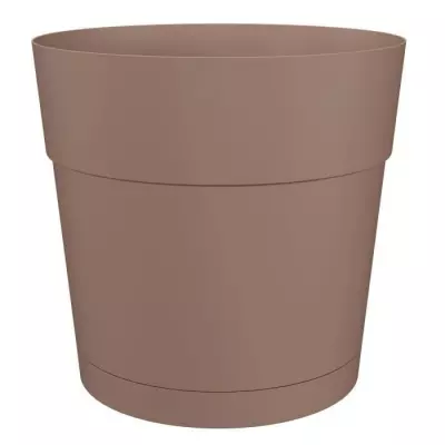 Jardinière ronde taupe CAPRI LARGE - Réservoir d'eau - Diam. 30 cm
