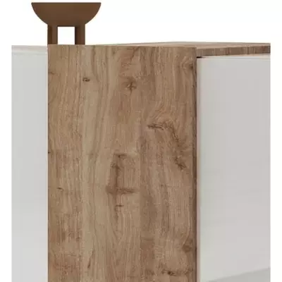 Buffet VENEZIA - Blanc laqué et chêne Cadiz - L 181 x P 44 x H 84 cm
