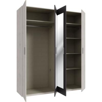 Armoire chambre ADRIA - Chene cendré / Gris foncé - 4 portes battantes