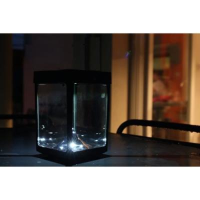 Photophore solaire pour table en verre noir - Décoration lumineuse
