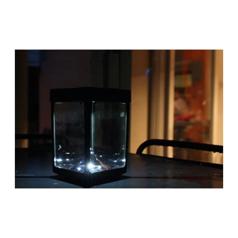 Photophore solaire pour table en verre noir - Décoration lumineuse