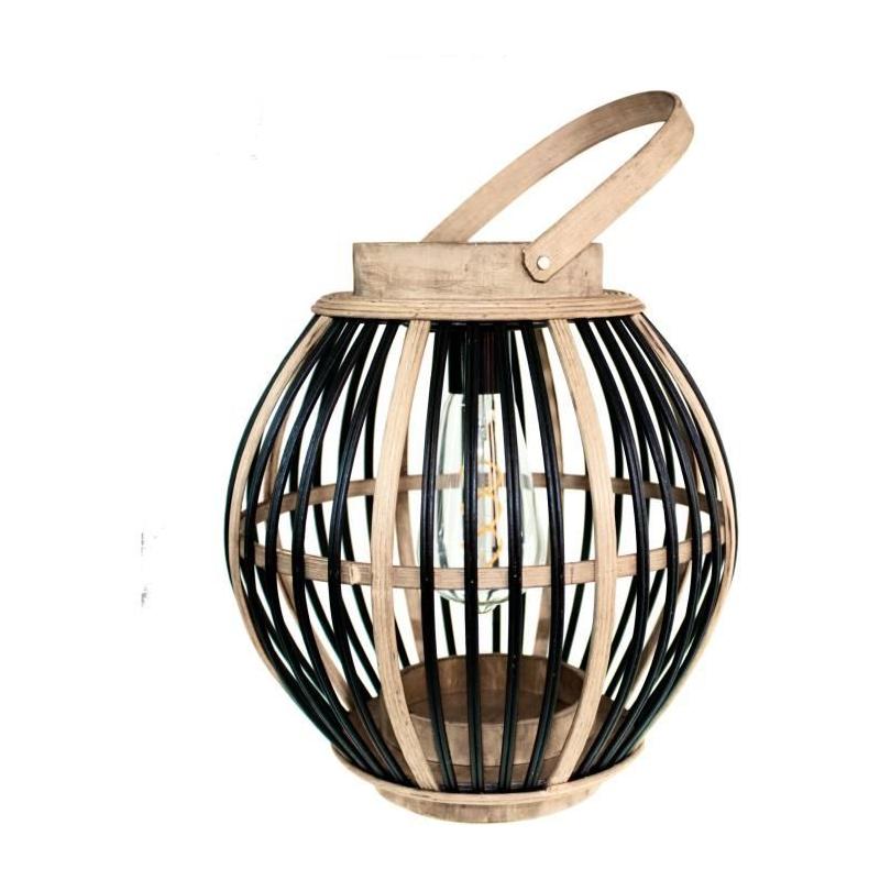Lampe solaire en bambou - Olivie - Noir, Décoration Lumineuse