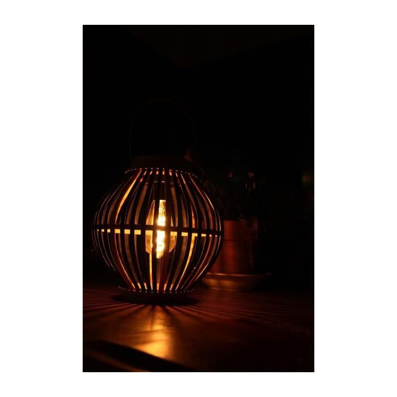 Lampe solaire en bambou - Olivie - Noir, Décoration Lumineuse