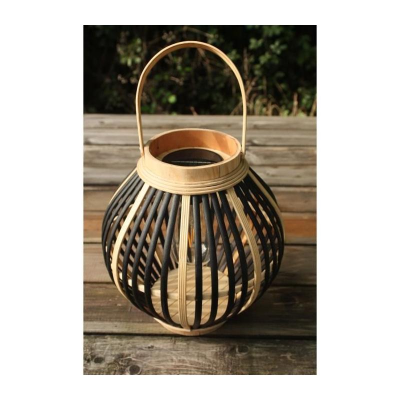 Lampe solaire en bambou - Olivie - Noir, Décoration Lumineuse
